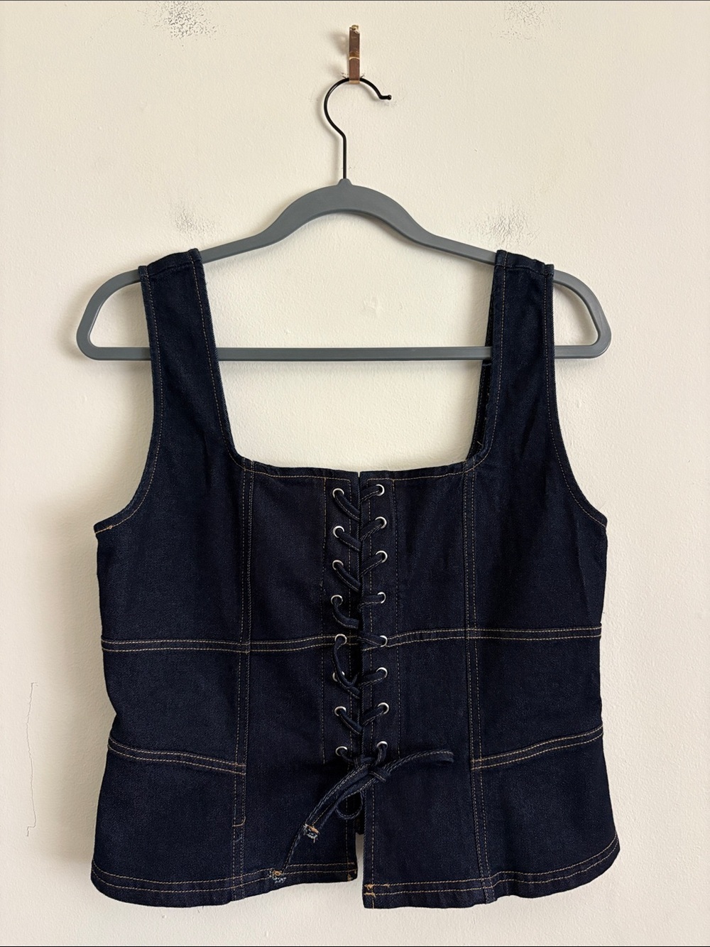 Moon River Lace-Up Detail Denim Corset Top Size XL - Picture 4 of 10